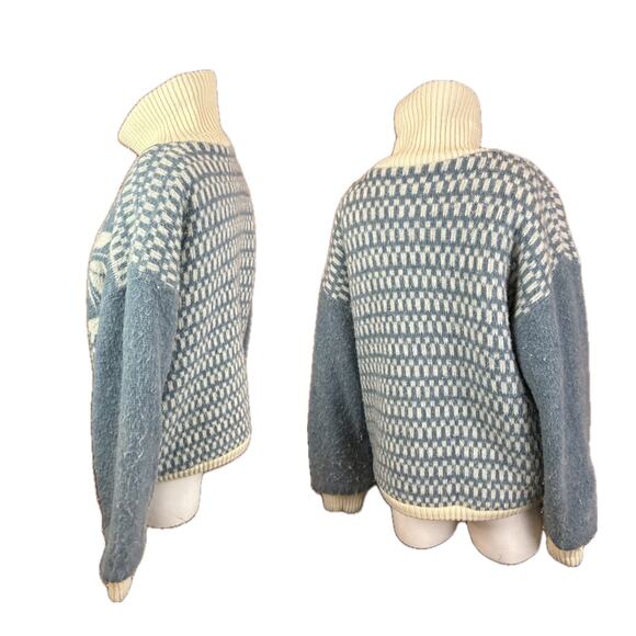 Vintage Snowflake Icewool Nordic Knit Zip Up Sweater Jacket / Medium - Picture 2 of 6